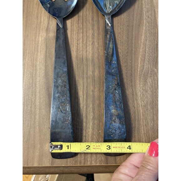 VINTAGE THREE CROWNS SILVERSMITH SALAD SERVING SET FORK & SPOON Storage Bag - Picture 11 of 15